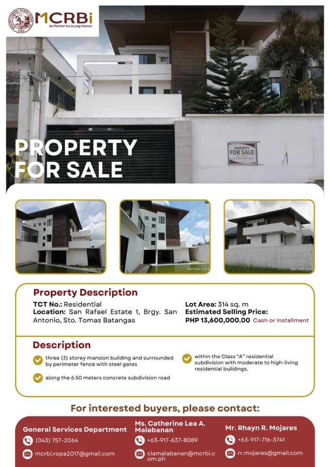 San Rafael Estate 1, Brgy. San Antonio, Sto. Tomas Batangas