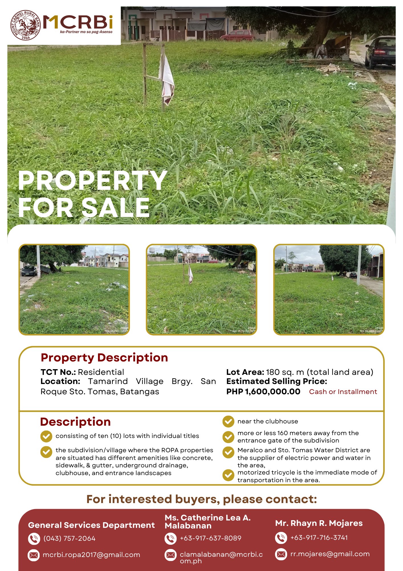 Tamarind Village Brgy. San Roque Sto. Tomas, Batangas